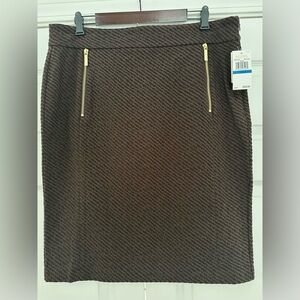Michael Kors Brown Textured Pencil Skirt Size XL NWT